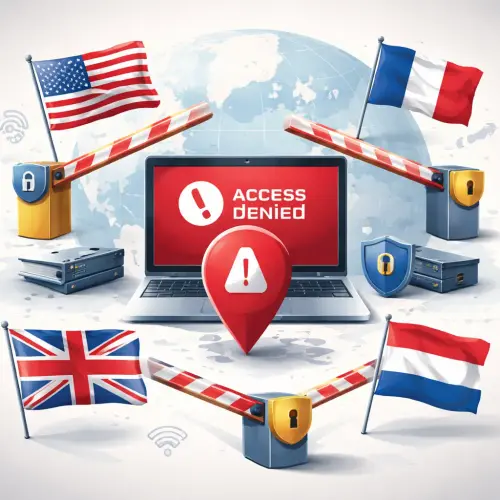Geo‑blocking: US, UK, France, Netherlands – why your IP is rejected